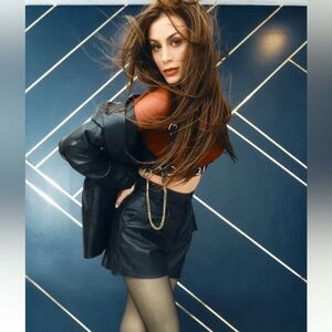 Zara Black Leather Shorts